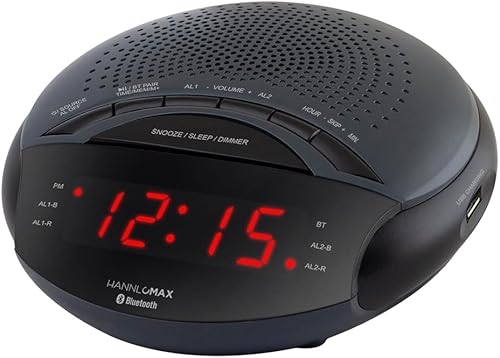 Miniatura 3 de HANNLOMAX HX-139CR Radio despertador, radio FM PLL con estaciones preestablecidas, alarma dual, pantalla LED roja de 0.6 pulgadas, puerto USB para