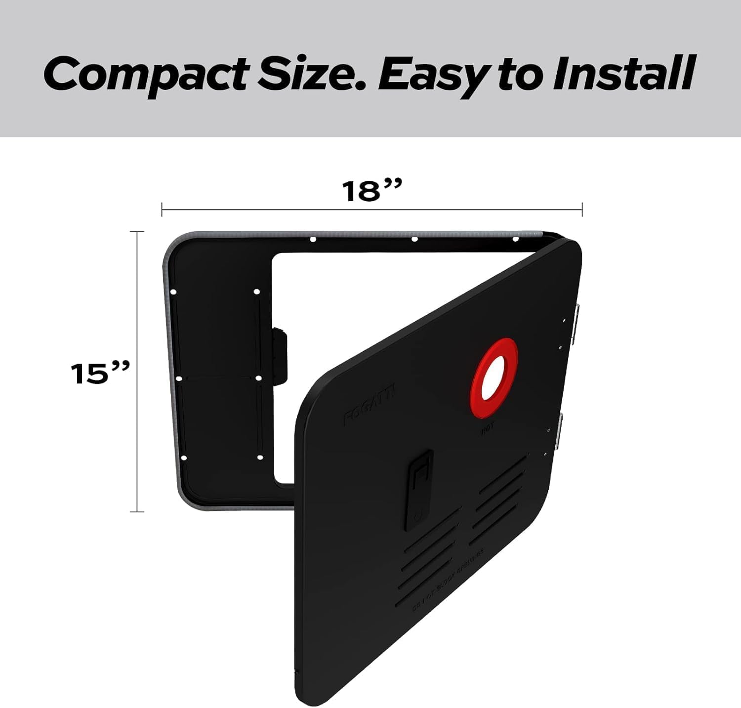 FOGATTI 15” x 18” RV Water Heater Black Door With Door Ring