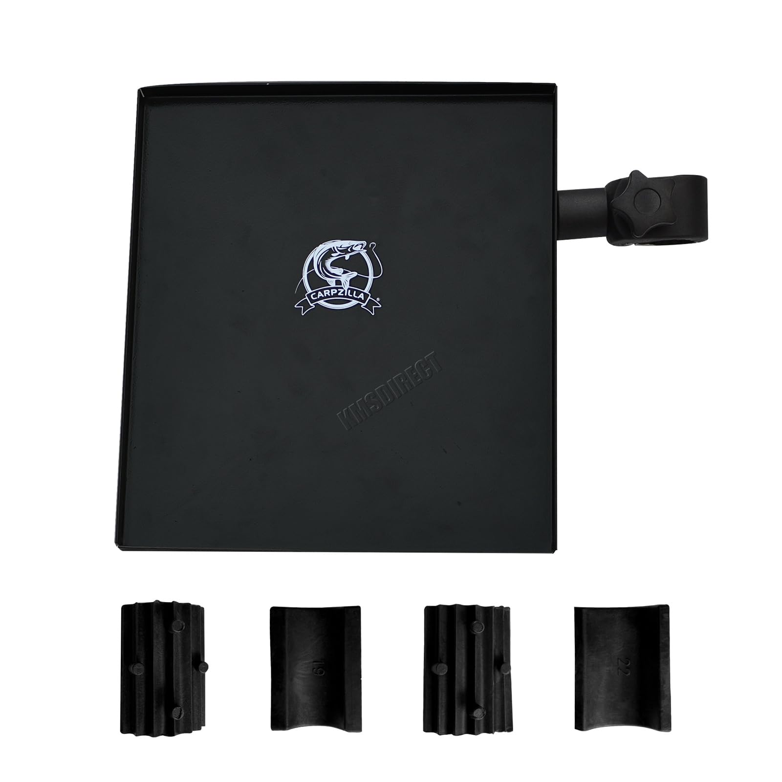 CARPZILLA Fishing Chair Side Tray with Adjustable Bracket Universal Detachable Fit for 19mm, 22mm, 25mm Tubes Includes Rubber Pads Compact Black Design 9cm-15cm Adjustable Bracket Length