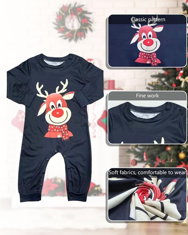 Kouric Pigiama Natale Famiglia, Pigiami Natalizi per Tutta la Famiglia, Pigiama Natalizio Famiglia Pigiami Natale, Girocollo Due Pezzi Natale Pajamas Set per Donna Uomo Bambino Bambina