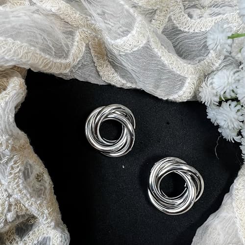 I Jewels Silver Statement Geometric Earrings for Women Girls Trendy Chunky Gold Knot Link Drop Dangle Earrings Fashion Jewelry Gift2