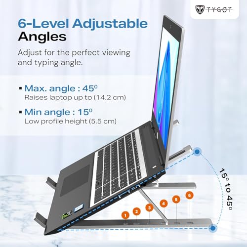 Image of Aluminum Alloy Adjustable Laptop Stand for 10-17 Inch Laptops