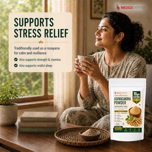 Image of Ashwagandha Powder 100gm + 10gm Free - Big, Thick, Mature Root Churna | Withania Somnifera (Indian Ginseng) | FSSAI Certified, Lab Tested, No Additives