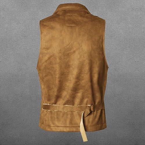 Maiyifu-GJ Men Vintage Suede Leather Vest Lightweight Slim Fit Casual V Neck Waistcoat Winter Sleeveless Lapel Collar Jacket3