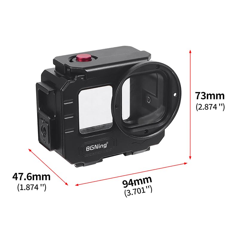BGNing Aluminum Alloy 80m Waterproof Housing Case Diving Case for 12 11 10 9 Action Camera Underwater Vlog Shell Protective Frame (Standard Combo A)