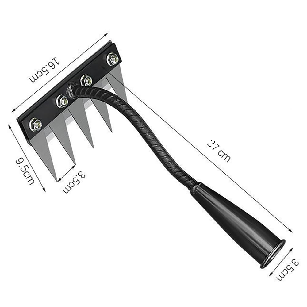 Herramienta de desbrozadora manual de jardinería, herramienta de desbrozadora manual con cuchillas desmontables, 4 tamaños, acero de alto carbono, diseño de doble borde para eliminación de malas