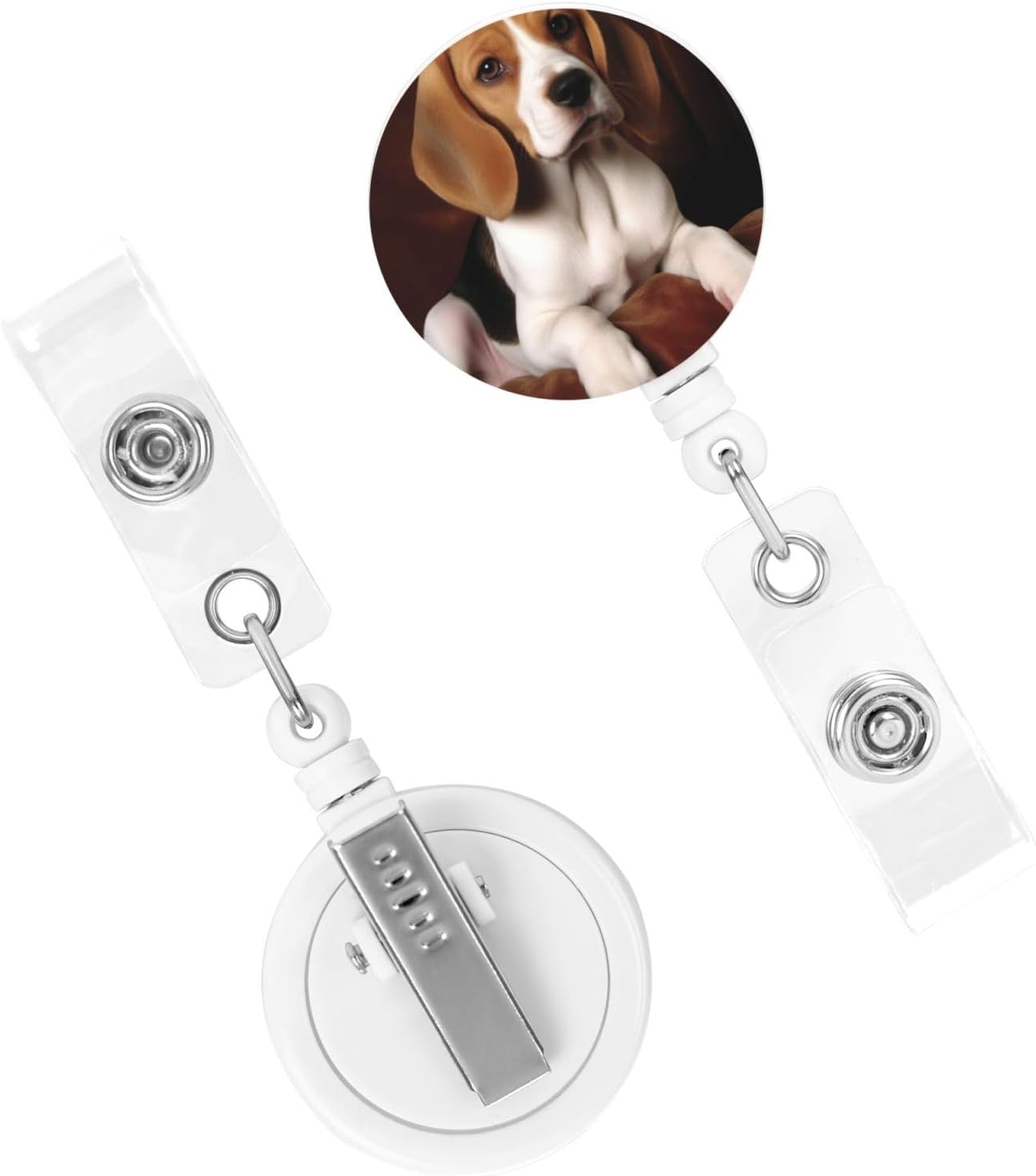 Badge Reels Retractable with Alligator Clip Keychain Id Badge Holder Lovely Pet Dog Beagle Id Name Card Holders for Office Worker Doctor Nurse image 3