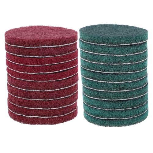 DOITOOL 20 Estropajos Redondos Autoadhesivos de 4 Pulgadas 10 Unidades Rojas 320 y 10 Verdes Multiusos para Limpieza Eficaz en Cocina Vidrio y Acero Inoxidable Compatibles Taladro