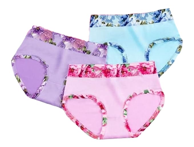 NISHA D ENTERPRISE Women's Cotton LycraSolid Full Coverage Regular Wear Lightly Panty Pack of 3 (N_D_E_002509)