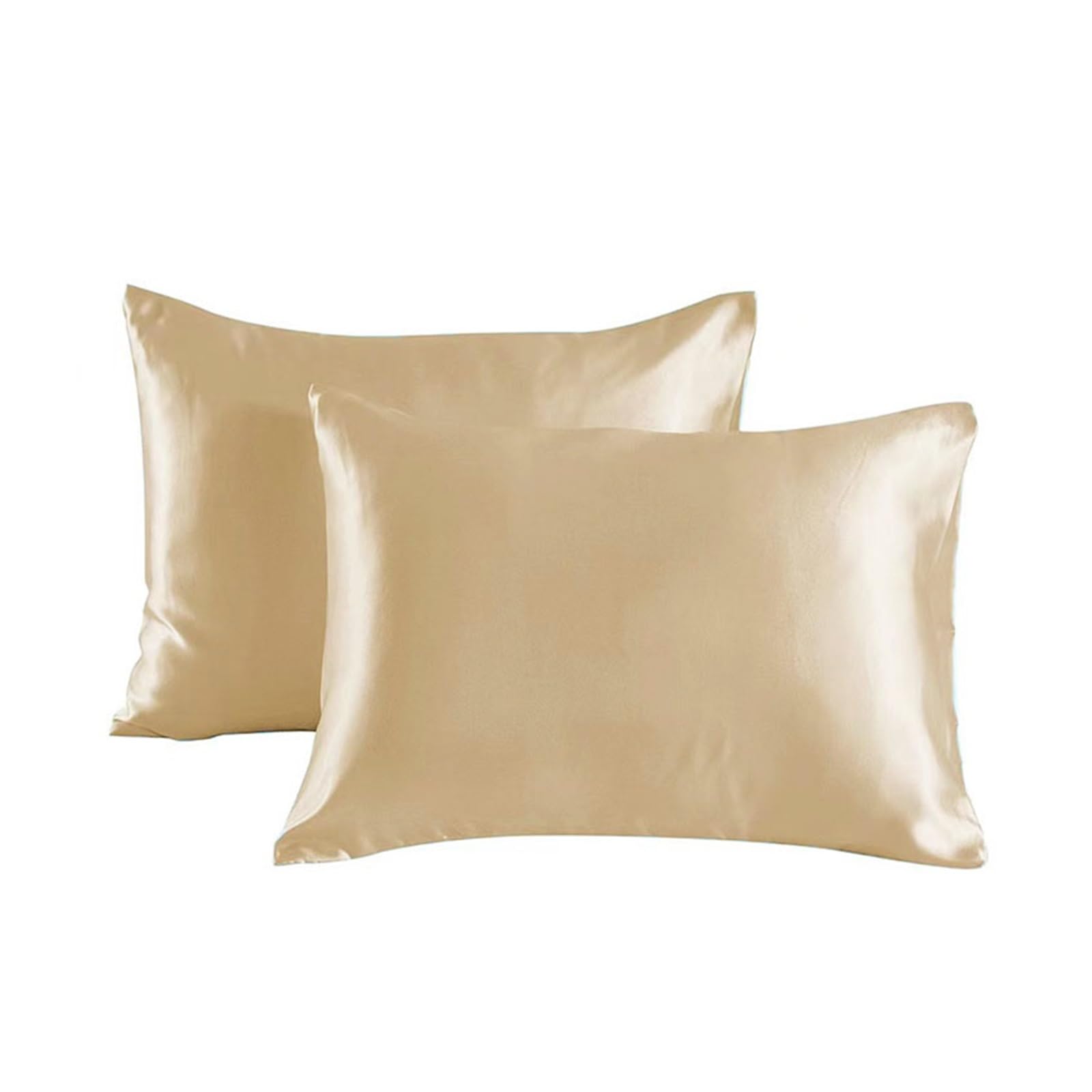 Silky Pillow Covers, 2Pcs Multicolor Silk Satin Pillowcase 51x66-76cm(Champagne,51x66cm(20x26 inch))