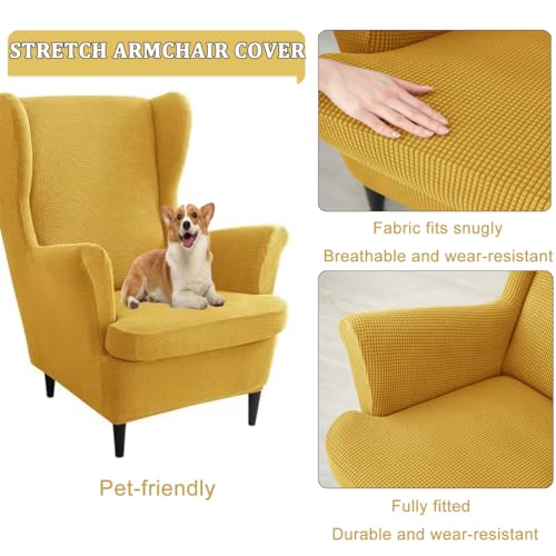 Fundas para silla con respaldo de alas lavables para salones modernos con niños 6