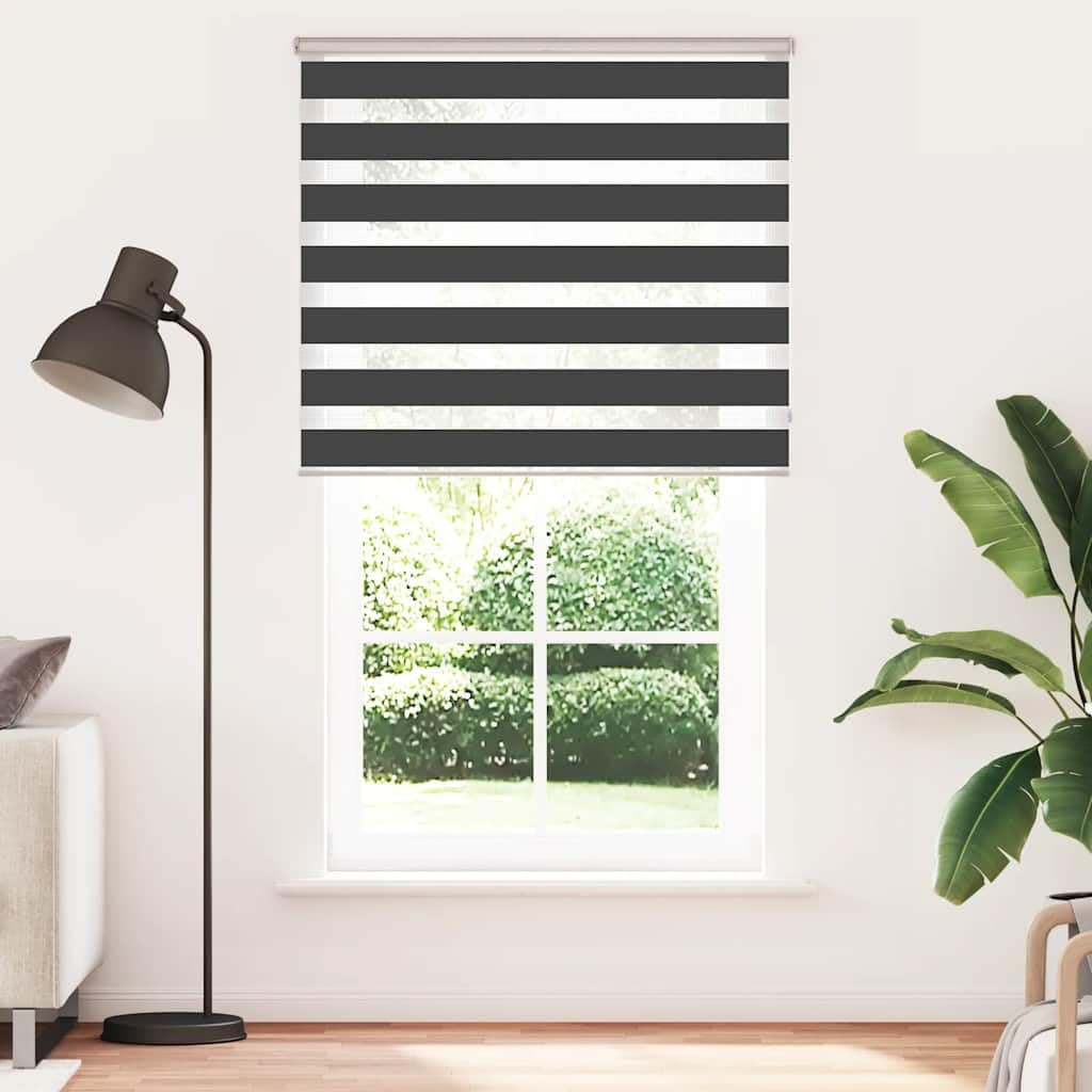 Rollo Zebra, Schwarz, 130 x 200 cm, Stoff, 125,9 cm, Polyester | Wandmontage oder ohne Bohren, lichtundurchlässiges Licht, Kindersicherung, leicht zu reinigen