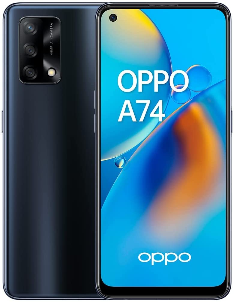 OPPO A74 - Teléfono Móvil libre, 6GB+​128GB, Cámara 48+​2+​2+​16 MP, Smartphone Android, Batería 5000mAh, Carga Rápida 33W, Dual SIM - Negro