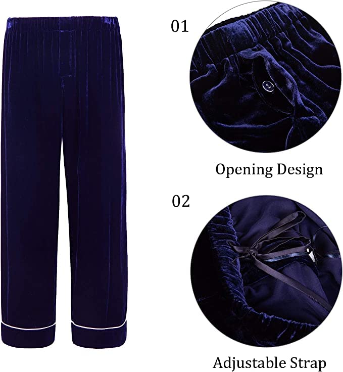 COLD POSH Men's Silk Velvet Pajamas Set Luxury Sleepwear for Autumn/Winter3