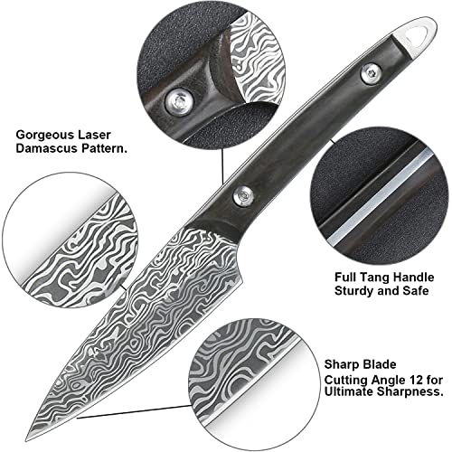 Wildmok Fruit Knife Paring Knives Stainless Steel 3.3 Inch Utility Knife Fruit And Vegetable Cutting Carving Kitchen Knife With Leather Case (B) #TOP2