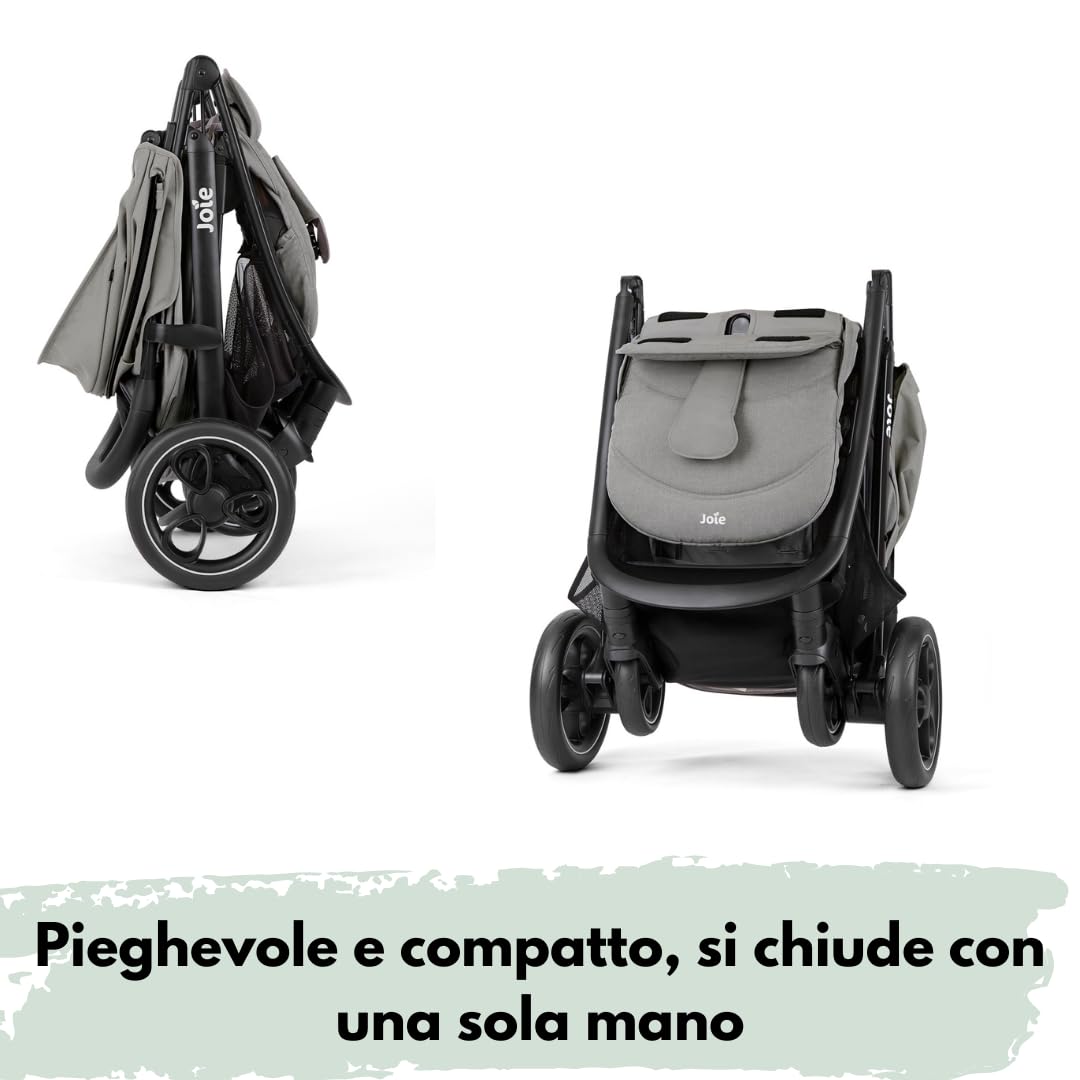 Joie Passeggino Litetrax con sacco termico | Passeggino sportivo per città e fuoristrada, sospensioni flessibili, chiusura con una mano, protezione UV 50+, ruote antiforatura -