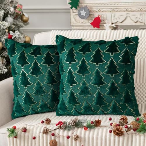 Starnearby 2er Set Kissenbezug Weihnachten 45x45 Weihnachtskissen...