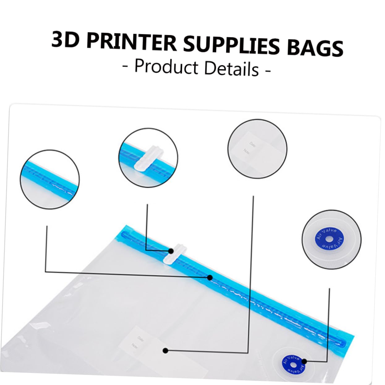 3 Juegos de Bolsas para el Polvo, Bolsa de consumibles para Impresora 3D, Bolsas selladoras de Espacio, Bolsas selladoras al vacío, Bolsas de vacío de Viaje para Ropa, Bolsas de c