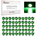 Meerkatt (Pack of 50 3/4 Inch Mini Round Green LED Recessed Mount Indicator Light Side Marker Clearance Lamp Universal Marine Bus Trailer Truck 12V DC w/Grommets