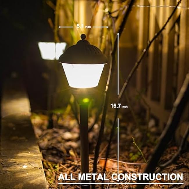 GOODSMANN Pathway Light 1.5W LED Outdoor Low Voltage Landscape Lighting 100 Lumen Hardwired Path Lights 3000K Warm White Metal Walkway Light with Cable Connectors