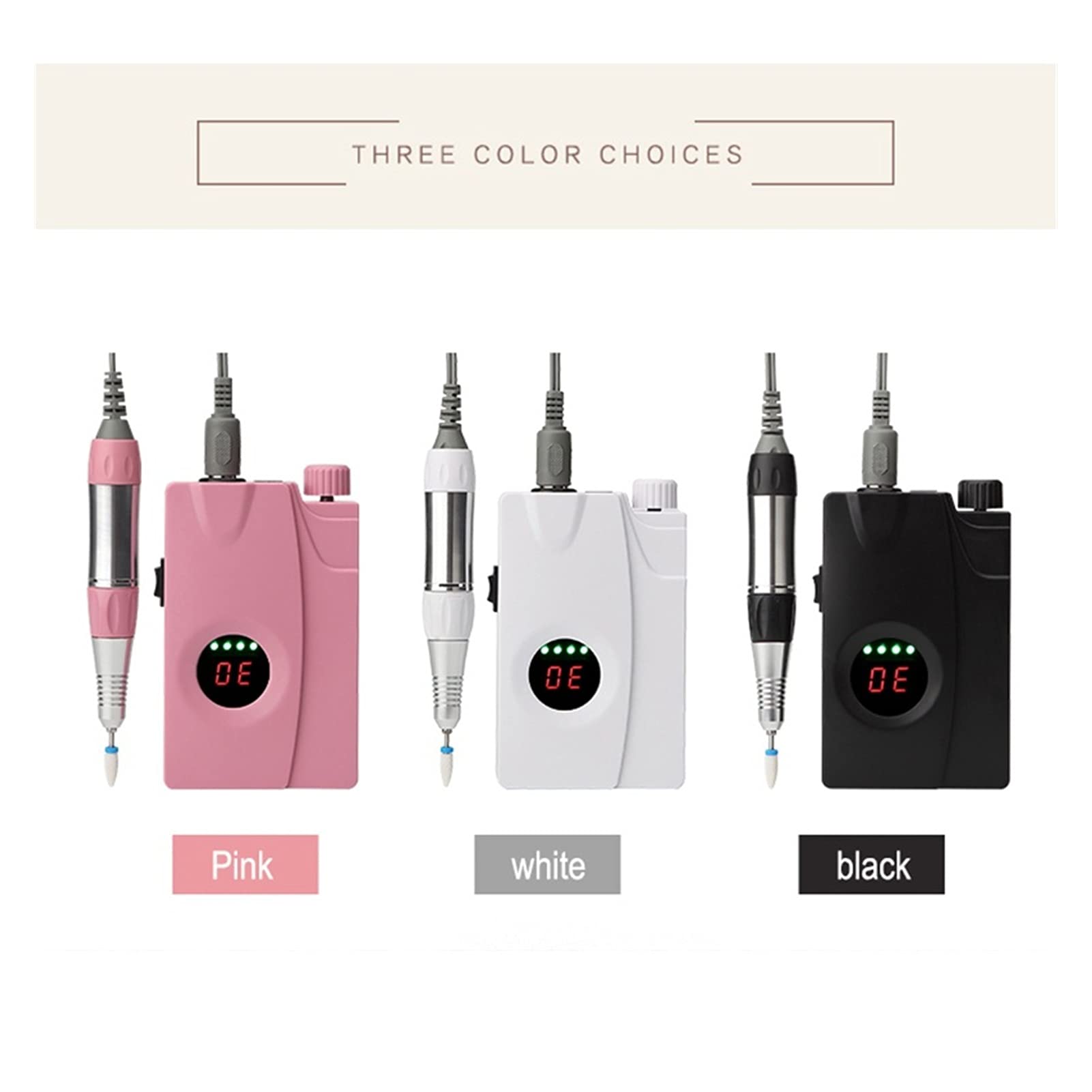 Trapano per Unghie 3000. 0RPM. Kit di Pedicure del Manicure della Macchina for Il perforatrice chiodo Portatile Ricaricabile napositore(Pink)