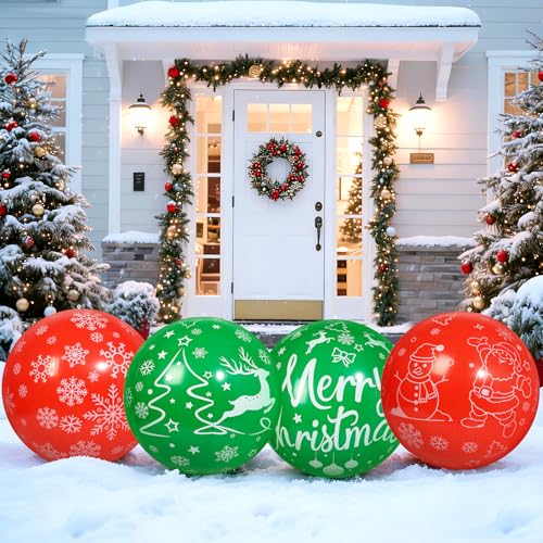 Wlicon 4 Stück 60 cm Weihnachts aufblasbare Bälle Aufblasbare...
