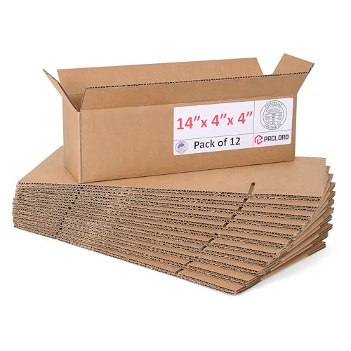 Image of Long Cardboard Boxes 14 inchL x 4 inchW x 4 inchH (Pack of 12) - USA-Made Packing Boxes for Moving, Shipping, or Storage - USPS, UPS, FedEx Approved - Professional Packing Supplies for Moving | USA-Made Packing Boxes for Moving, Shipping, or Storage - USPS, UPS, FedEx Approved - Professional Packing Supplies
