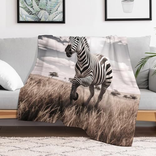 Manta de forro polar de cebra 180x200 cm para sofá y salón 3