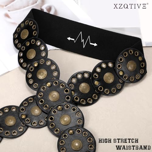 XZQTIVE Women's Western Belt with Concho Discs Adjustable Cowgirl Waist Belt Vintage Wide Disc Design for Dresses Jeans2