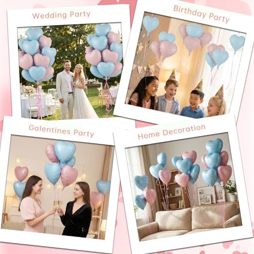 Image of 12 Pcs Colorful Heart Balloons,18 Inch Heart Foil Balloons Love Balloon Valentine Balloon for Birthday Party Wedding Engagement Party Baby Shower Valentine Day Decorations