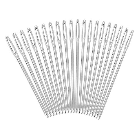 Hilitand Pack Of 20 Pcs Large Headed Needles Crafting Yarn Needles Silver Color Large Eye Knitter Needles 52mm Yarn Knitting Needles Blunt Needles for Sewing Embroidery Cover