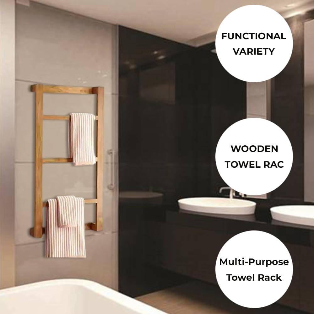 Sheesham Wood Towel Rack - Bathroom Storage -2