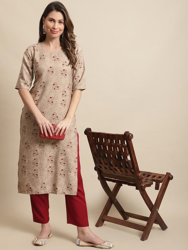 Pinkmint Kurta Set For Women Ll Printed Kurti & Pant Set Ll Combo Kurta Set Ll (Pack Of 2) Beige-White