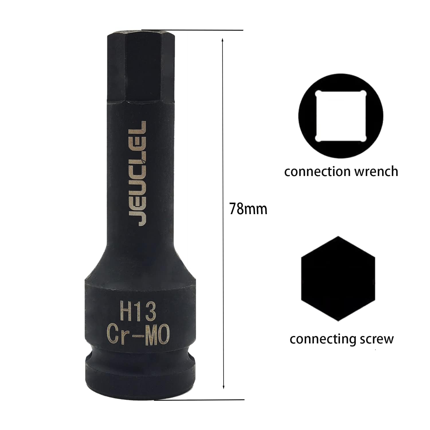 JEUCLEL 13mm Hex Impact Bit Socket, H13 1/2-Inch Impact Drive Allen Socket - Image 2