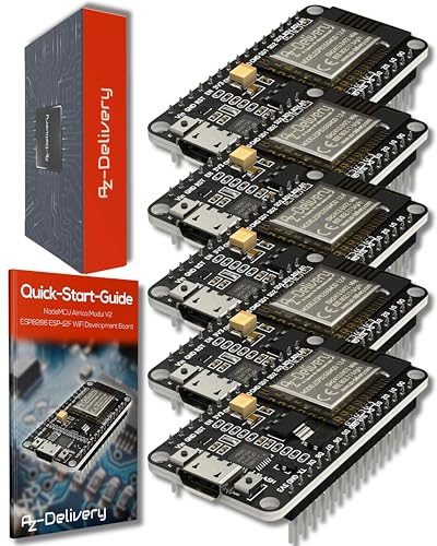 5 x NodeMCU Amica V2 ESP8266 ESP-12F Modulo Wifi IoT con CP2102 Development Board Wifi compatibile con Arduino incluso un E-Book