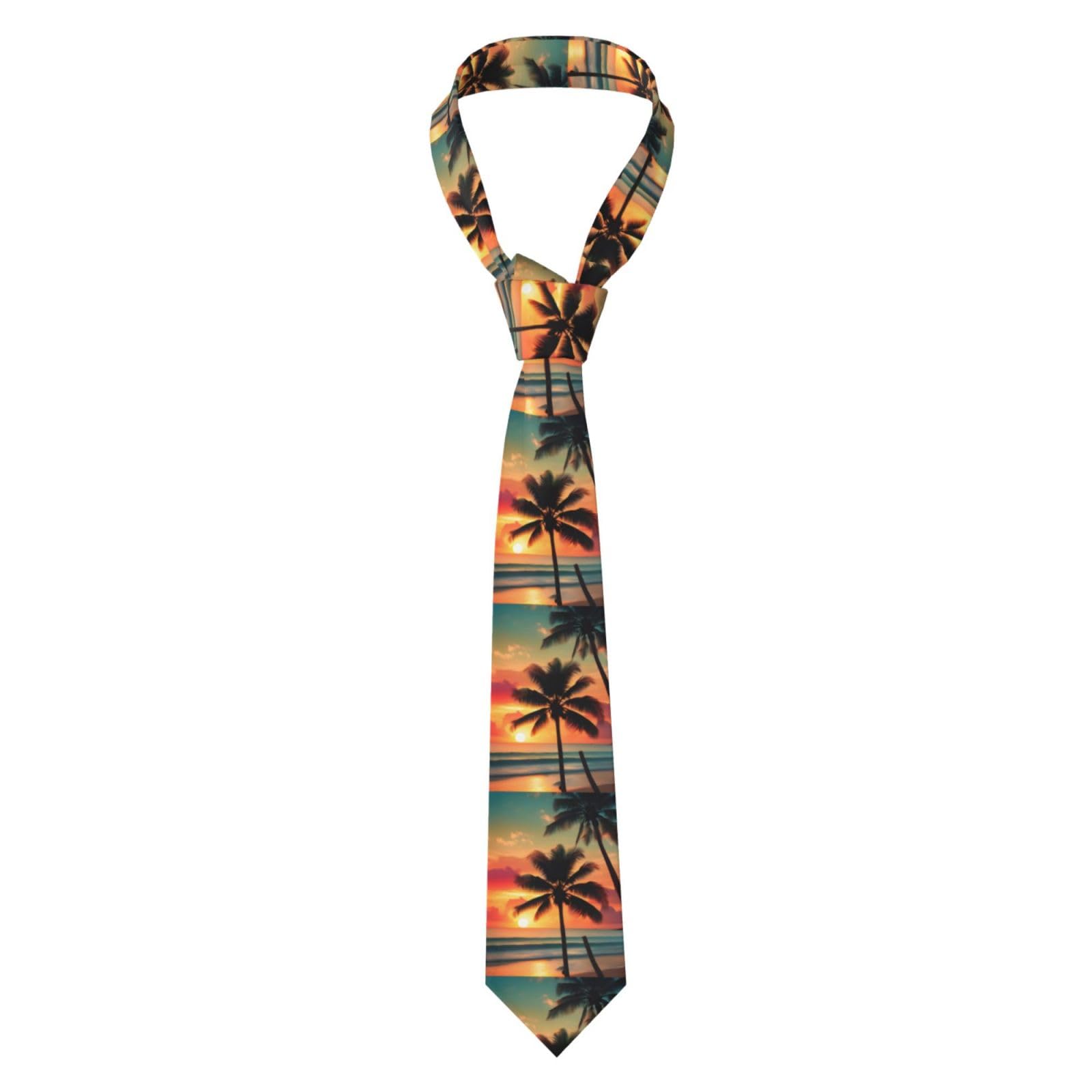 Peiyeety Corbata delgada para hombre con estampado de palmeras de playa tropical, corbatas para boda, corbata para novio, padrinos de boda, misiones, bailes