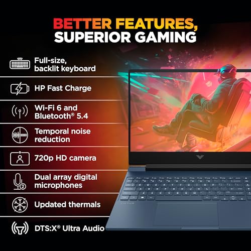 Image of HP Smartchoice Victus, AMD Ryzen 7 7445HS, 6GB RTX 3050, 16GB DDR5(Upgradeable) 512GB SSD, FHD, 144Hz, 300 nits, 15.6'' /39.6cm, Win 11, M365* Office24, Blue, 2.29kg, fb3134AX /3120ax, Gaming Laptop