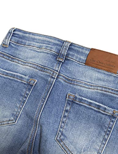 Calça jeans infantil infantil skinny rasgada com lantejoulas rosa e estrelas da KIDSCOOL Space, Silv