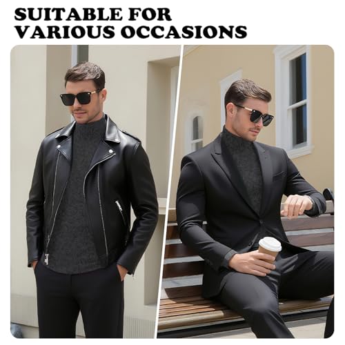 Image of Men's Turtleneck Casual Basic High Neck Long Sleeve T Shirts Half Neck Lightweight Pullover Sweater