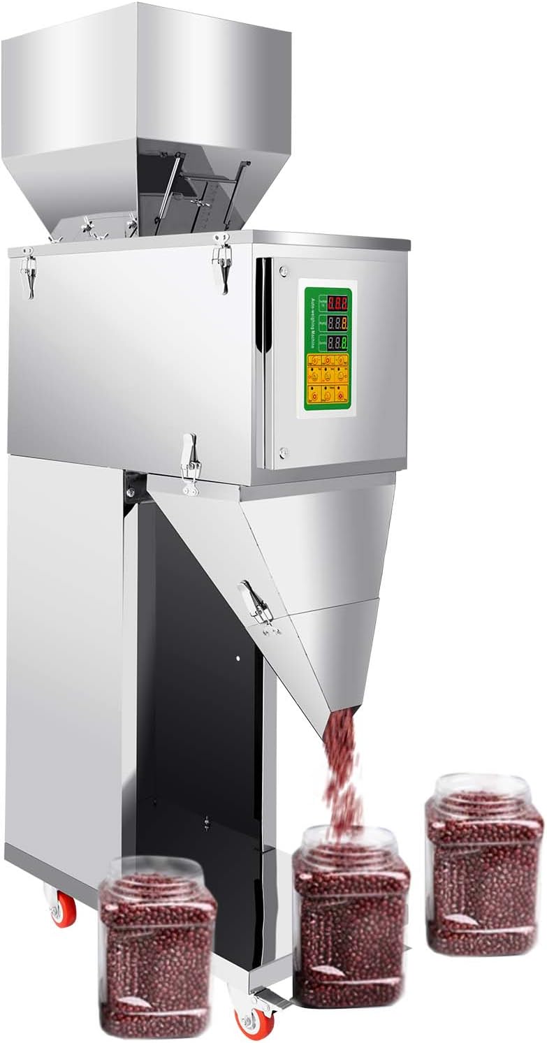Automatic Weighing Filling Machine - 110V Multifunction Automatic Filling and Packing Machine Stainless Steel Particle Subpackage Machine 10-999g/0.02-2.2lb Sealing Machine for Tea Seed Grain
