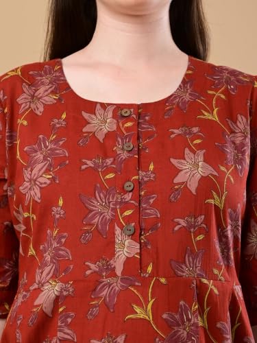 Image of The Mom Store Maternity and Nursing Dress | Pre and Post Pregnancy Dress for Womens | Zipper /Button Opening | Causal Wear | Trendy Stylish Causal Dresses for New Moms