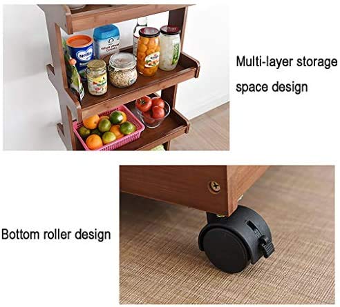 Image of 3-Tier Solid Wood Dining Room Wine Serving Trolley (3 Tier, Brown Polish) (Style 13)