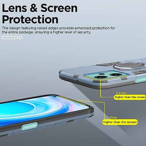 Image of Pikkme OnePlus Nord Ce 2 Lite 5G Back Cover | D5 Tough Armor Bumper | 360 Protection Case | Ring Holder Stand Case for OnePlus Nord Ce 2 Lite 5G (Blue)