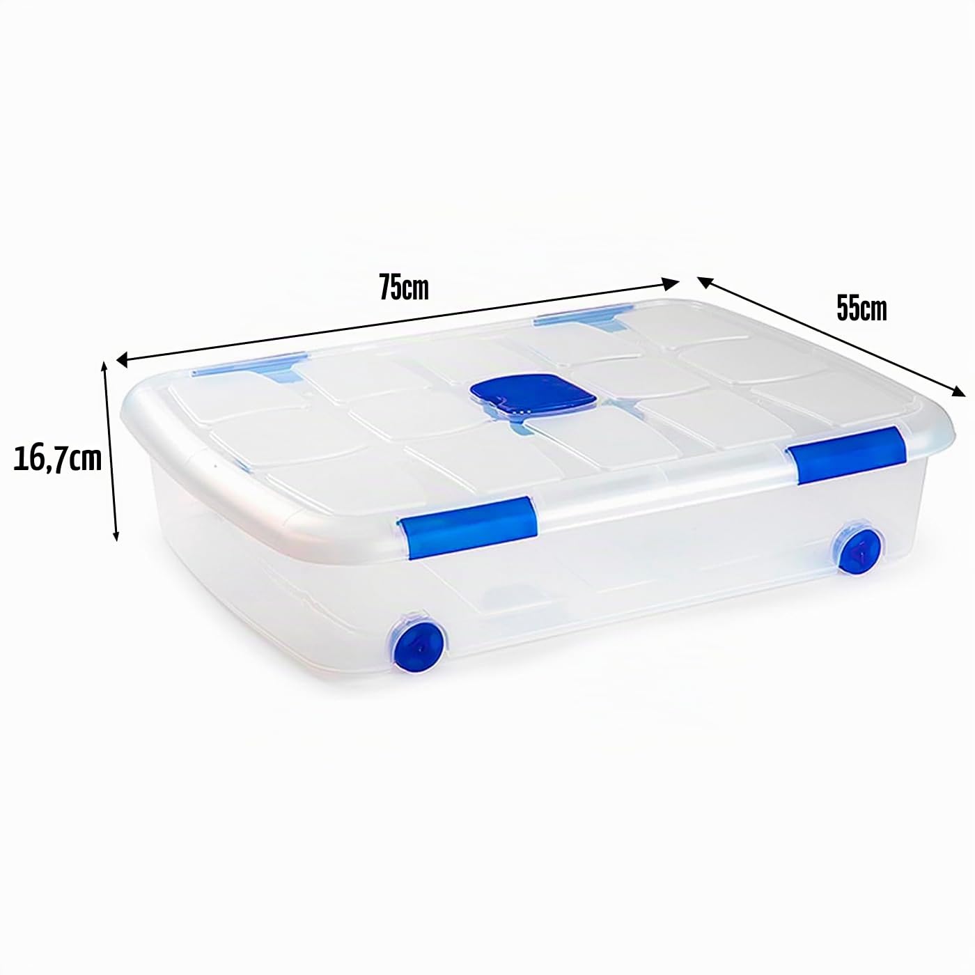 Acan Tradineur - Pack de 6 Cajas de Almacenamiento - Fabricado en plástico - Contenedor para almacenar Libros, ropa, mantas - N.º 12-16,7 x 75 x 55 cm - 41 Litros