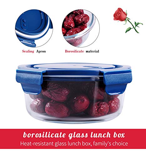 Image of STAR WORK 650 ml Round Glass Meal Prep Containers, Food Storage Containers with Lids Airtight, Glass Lunch Boxes, Microwave, Oven, Go & Freezer-to-Oven-Safe Food Containers Pack of (2)