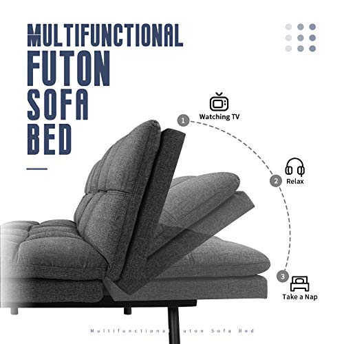 image for Milemont Futon Sofa Bed, Modern Convertible Futon Couch Bed Daybed wit