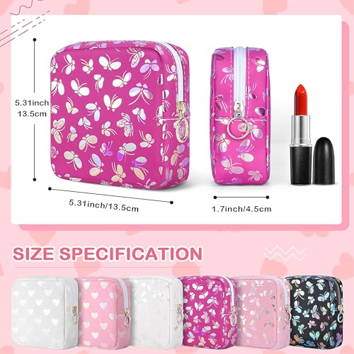 Image of Likesing Tampon Holder for Purse, Leather Sanitary Napkin Storage Bag Period Bag Gift for Girls Women, Portable Sanitary Napkin Period Pad Pouch Tampon Bags for Purse(Rose red Butterfly)