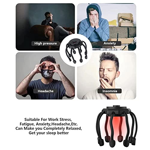 Image of Ultra Scalp Massager - Electric Scalp Head Massager with 3 Modes, 360 Degree High-Frequency Contact, Octopus Claw Scalp Massager for Deep Relaxation, Hair Stimulation,(Black)
