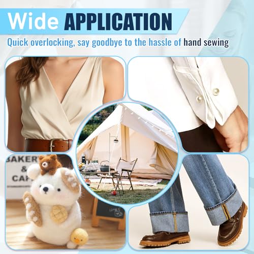 Image of Stitch Gun for Clothes - Handheld Stitch Gun Quick Clothing Fixer - Tagging Gun for Clothing, Sewing Kit-Includes 6 Needle, 1000 Black Fasteners & 1000 White Fasteners (Blue White)