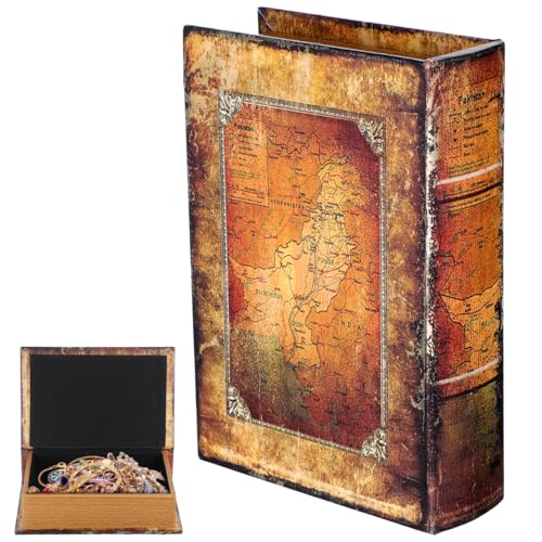 Amosfun Boîte De Rangement En Forme De Livre Vintage 9.45X6.69X2.36 Pouces Boîte À Clé Et Bibelots Avec Design Réaliste En Pu Décoration Maison